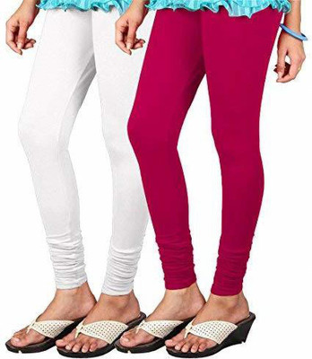 KGN FASHION Churidar  Ethnic Wear Legging(White, Pink, Solid)