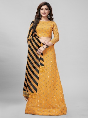 Mamatva Embroidered, Embellished, Self Design Semi Stitched Lehenga Choli(Yellow)