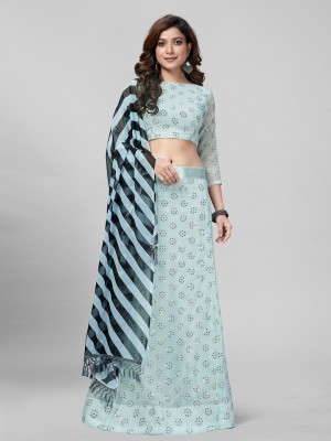 PRATHAM BLUE Embroidered Semi Stitched Lehenga Choli(Light Blue)