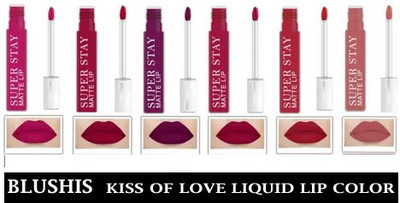 BLUSHIS Non Transfer Super Stay Waterproof Longlasting Matte Liquid Lipstick(Multicolour Combo Pack, 36 ml)