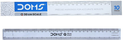 DOMS Q Series 30 cm Transparent Scale | Precise Marking For Accurate Results Ruler(Set of 10, White)