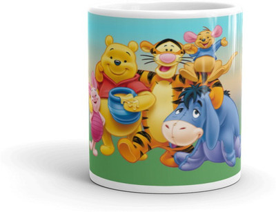 Mr UVD Winnie The Poo Family Design Graphical Printed Premium Quality Ceramic Coffee Mug(350 ml)