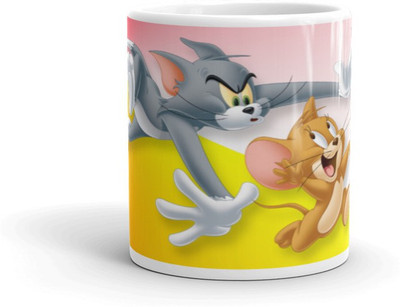 Mr UVD Running Tom And Jerry Design Graphical Printed Premium Quality Ceramic Coffee Mug(350 ml)