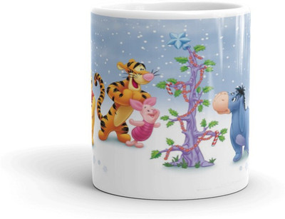 Mr UVD Winnie The Poo in Winter Design Graphical Printed Premium Quality Ceramic Coffee Mug(350 ml)