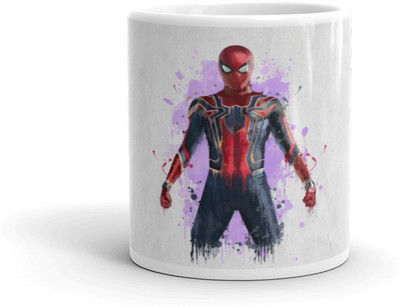 Mr UVD Spiderman Design Graphical Printed Premium Quality Ceramic Coffee Mug(350 ml)