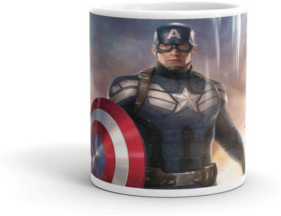 Mr UVD Captain America Design Graphical Printed Premium Quality Ceramic Coffee Mug(350 ml)