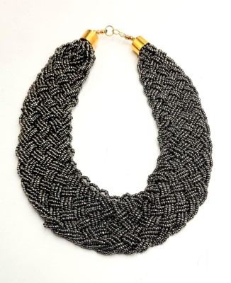 JUST IN JEWELLERY Just In Jewellery Traditional Ethnic Trendy Fashion Trendy Neklace Grey Beaded Beads Alloy Layered