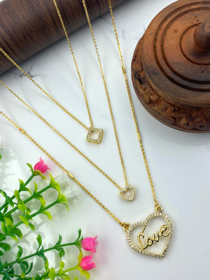 VPCREATION Excellent Glorious Micro Gold-Plated Combo Pack Of 3 Necklace Chain Diamond Gold-plated Plated Alloy Chain