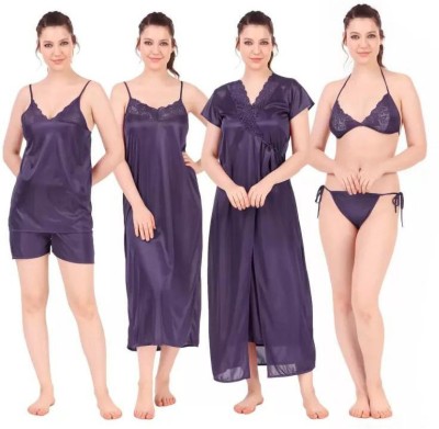 Bombshell Women Nighty Set(Purple)