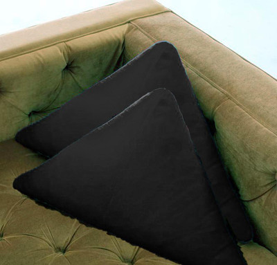 PriMaryHoMe Microfibre Solid Cushion Pack of 2(Black)