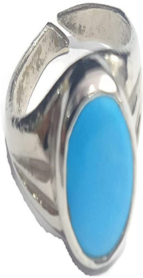 divinesouviners 6 to 7 Carat Turquoise Firoza Stone Silver Adjustable Ring for Men Stone Turquoise Ring