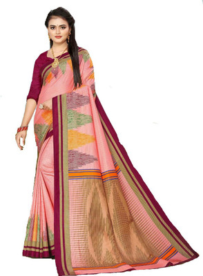 AJS Digital Print Assam Silk Art Silk Saree(Multicolor)