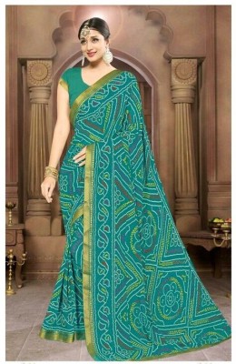 Vidrupa Printed Bandhani Art Silk Saree(Light Blue)