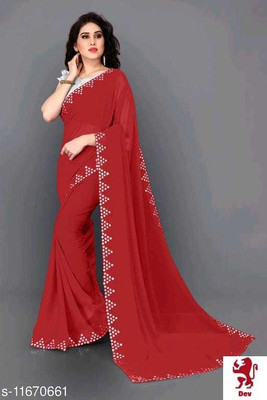 Vijaylaxmi Embroidered Bollywood Georgette Saree(Red)