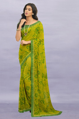 PHORIYA STYLE Printed Bollywood Georgette, Chiffon Saree(Light Green)