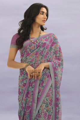 V And V Shop Printed Daily Wear Georgette Saree(Multicolor)