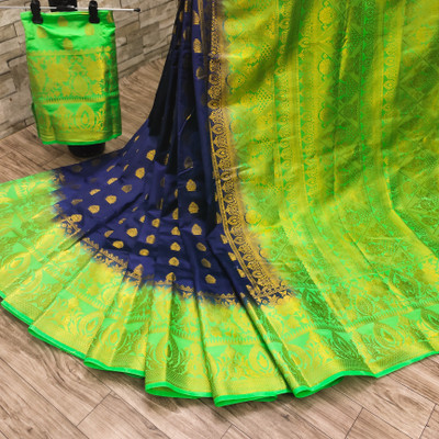 Kesari King Woven Banarasi Nylon Saree(Blue)
