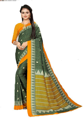 AJS Digital Print Assam Silk Art Silk Saree(Multicolor)