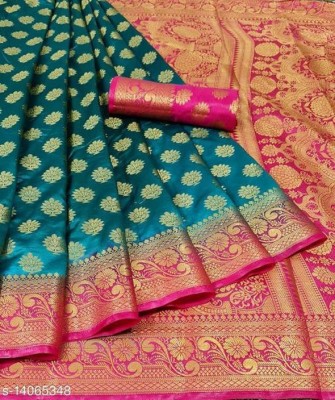 Morpich Fashion Self Design Banarasi Nylon Saree(Light Blue)