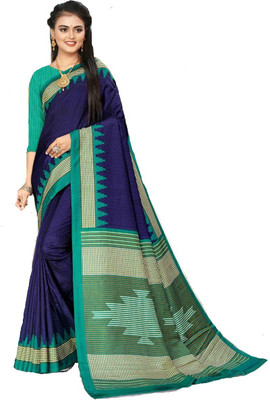 AJS Digital Print Assam Silk Art Silk Saree(Multicolor)