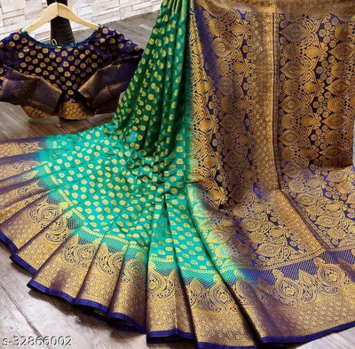 Morpich Fashion Self Design Banarasi Nylon Saree(Light Blue)