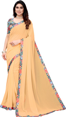 NESHVI ENTERPRISE Digital Print, Solid/Plain Bollywood Georgette Saree(Orange)