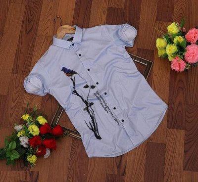 SEVENTEENSTITCH Men Printed Casual Purple Shirt