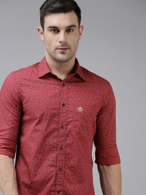 U.S. POLO ASSN. Men Printed Casual Maroon Shirt