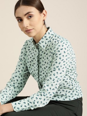 her by invictus Women Printed Casual Green Shirt