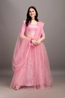 Matrubhumi Self Design Semi Stitched Lehenga Choli(Pink)