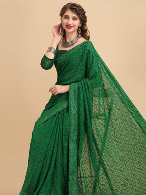 Sangria Embellished Bollywood Georgette Saree(Green)