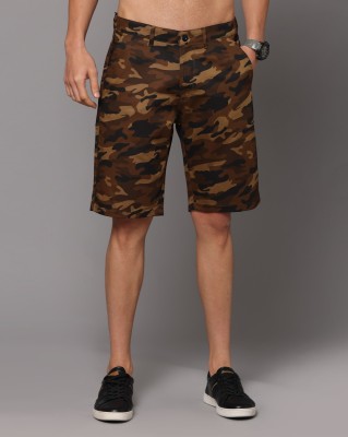 Volume Zero Printed Men Brown Basic Shorts