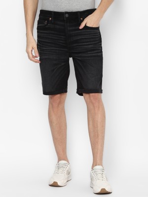 American Eagle Outfitters Solid Men Black Denim Shorts