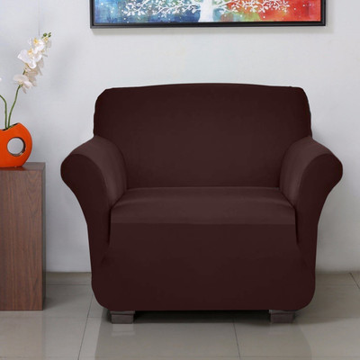 KUBER INDUSTRIES Polyester 1 Seater Sofa Plain Cover(Pack of 1 Brown)