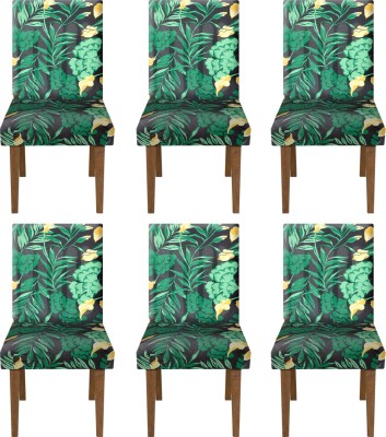 KUBER INDUSTRIES Polyester Floral Chair Cover(Green & Black Pack of 6)