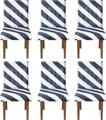 KUBER INDUSTRIES Polyester Striped 1 Seater Chair Cover(Black & White Pack of 6)