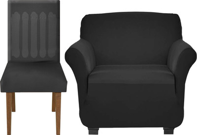 KUBER INDUSTRIES Polyester 2 Seater Sofa Plain Cover(Pack of 2 Black)