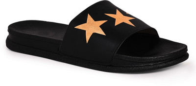World Wear Footwear Men Slides(Black , 9)