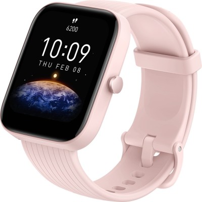 AMAZFIT Bip 3 Pro with 1.69 inch Large Color Display Built-in GPS Smartwatch(Pink Strap, Free Size)