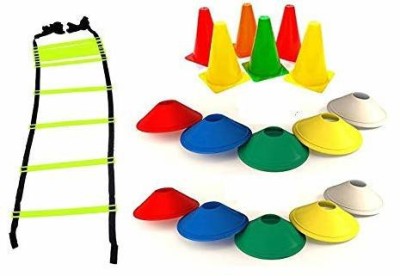 Dinetic 1 Agilit Ladder 2 Mtrs, 6inch Cone Marker (Set of 6) Soccer Cone (Set of 6) Football & Fitness Kit