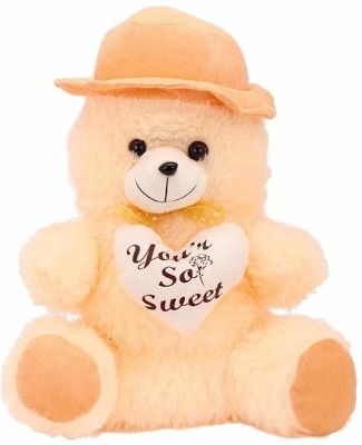 SASTATOY Cream Cap Soft toy for Kids Playing teddy Bear  - 25 cm(Cream)