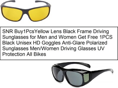 sell net retail Wrap-around Sunglasses(For Men, Black, Yellow)