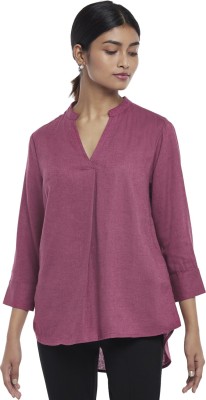 Annabelle by Pantaloons Casual Self Design Women Pink Top