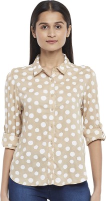 Honey By Pantaloons Casual Printed Women Beige Top