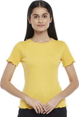 Honey By Pantaloons Casual Solid Women Yellow Top