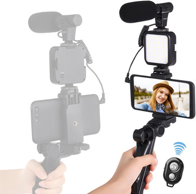 ZOKMOB Best Mini Tripod with Mobile Attachment Lightweight Portable for Vlog Shooting Tripod Kit, Tripod Bracket, Tripod, Monopod, Monopod Kit(Black, Supports Up to 1500 g)