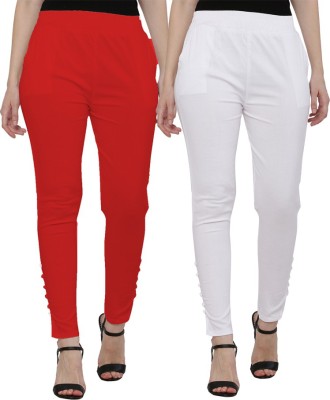 Y M ENTERPRISES Regular Fit Women White, Red Trousers