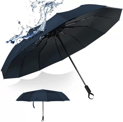 RAINGAL Auto Open And 3 Fold Umbrella For Protection Against Rain Sun&UV Rays with cover Umbrella(Blue, Black)