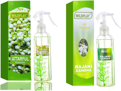 Wildplay Attarful & Air Freshener Spray Attarful & Rajanigandha 250ml each(2 x 250 ml)