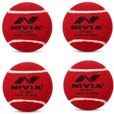NIVIA COMBO CT-3811 Cricket Tennis Ball, Heavy Weight, Red (Pack of 4) Cricket Tennis Ball(Standard, Pack of 4)